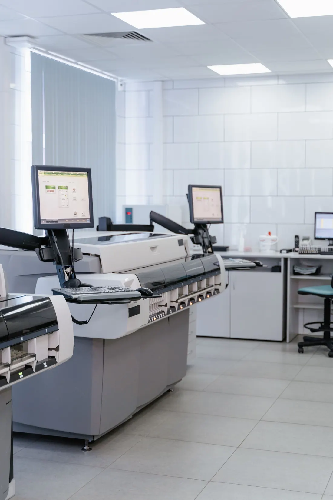Instrument benches and workstations in a quiet research building